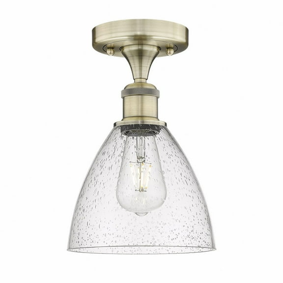 Innovations Lighting  Edison Bristol Glass - 1 Light 8" Semi-Flush Mount Antique Brass/Seedy