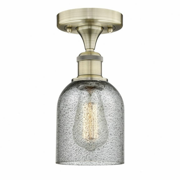 Innovations Lighting  Edison Caledonia - 1 Light 5" Semi-Flush Mount Antique Brass/Charcoal
