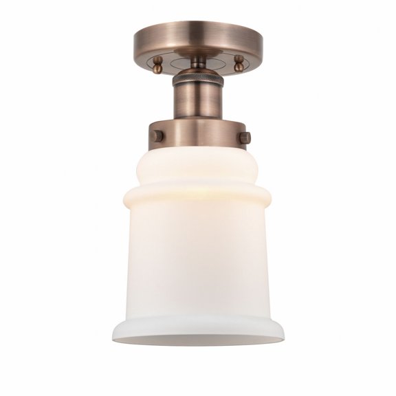 Innovations Lighting Edison Canton - 1 Light 6" Semi-Flush Mount Antique Copper/Matte White