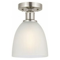 Innovations Lighting  Edison Castile - 1 Light 6" Semi-Flush Mount Brushed Satin Nickel/White