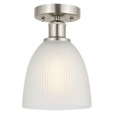 Innovations Lighting  Edison Castile - 1 Light 6" Semi-Flush Mount Brushed Satin Nickel/White