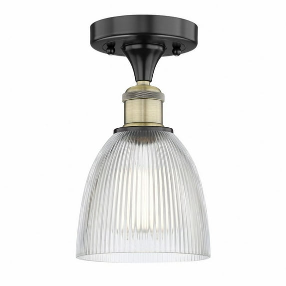 Innovations Lighting Edison Castile - 1 Light 6" Semi-Flush Mount Clear/Black Antique Brass