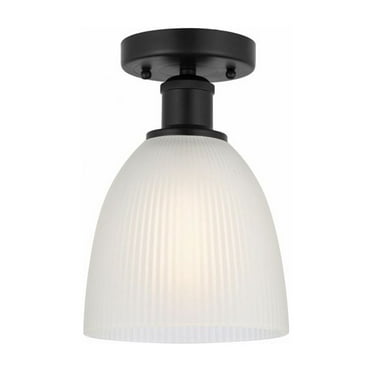 Innovations Lighting  Edison Castile - 1 Light 6" Semi-Flush Mount Matte Black/White