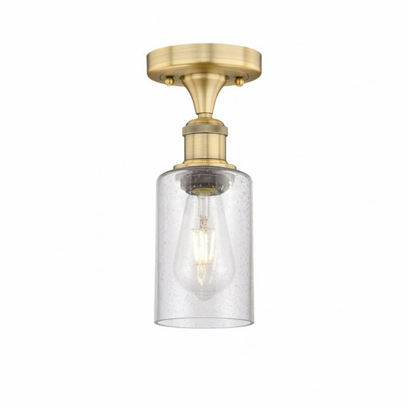Innovations Lighting Edison Clymer - 1 Light 4" Semi-Flush Mount Brushed Brass/Seedy