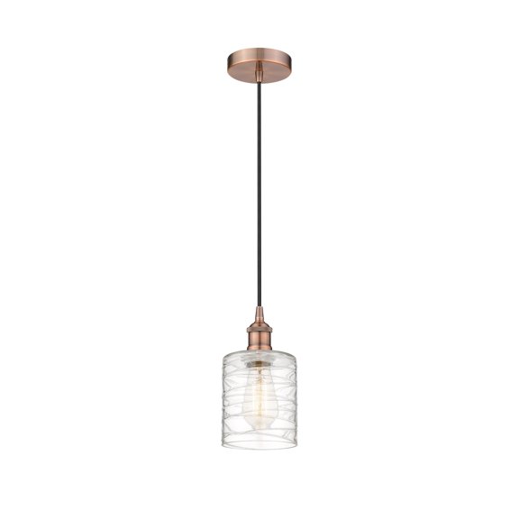Innovations Lighting Edison Cobbleskill - 1 Light 5" Mini Pendant Deco Swirl/Antique Copper