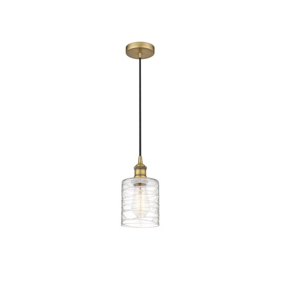 Innovations Lighting Edison Cobbleskill - 1 Light 5" Mini Pendant Deco Swirl/Brushed Brass