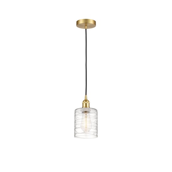 Innovations Lighting  Edison Cobbleskill - 1 Light 5" Mini Pendant Deco Swirl/Satin Gold