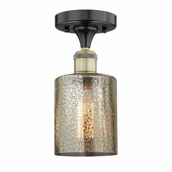 Innovations Lighting Edison Cobbleskill - 1 Light 5" Semi-Flush Mount Mercury/Black Antique Brass