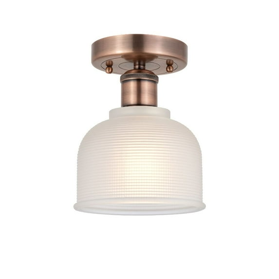 Innovations Lighting Edison Dayton - 1 Light 6" Semi-Flush Mount Antique Copper/White