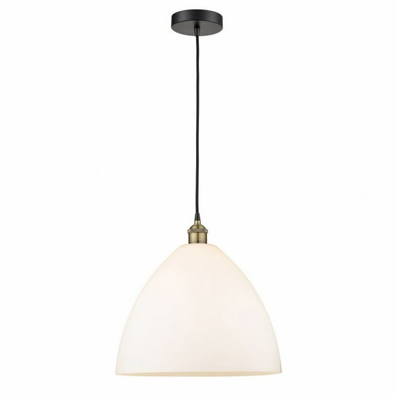 Innovations Lighting Edison Dome - 1 Light 16" Cord Hung Pendant Black Antique Brass/Matte White