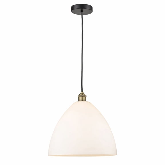 Innovations Lighting Edison Dome - 1 Light 16" Cord Hung Pendant Black Antique Brass/Matte White