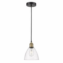 Innovations Lighting Edison Dome - 1 Light 8" Cord Hung Mini Pendant Clear/Black Antique Brass