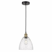 Innovations Lighting  Edison Dome - 1 Light 9" Cord Hung Mini Pendant Black Antique Brass/Seedy