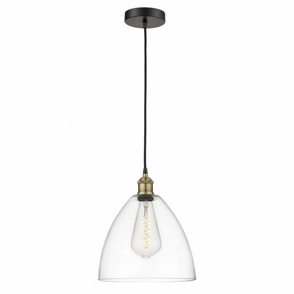 Innovations Lighting Edison Dome - 1 Light 12" Cord Hung Mini Pendant Clear/Black Antique Brass