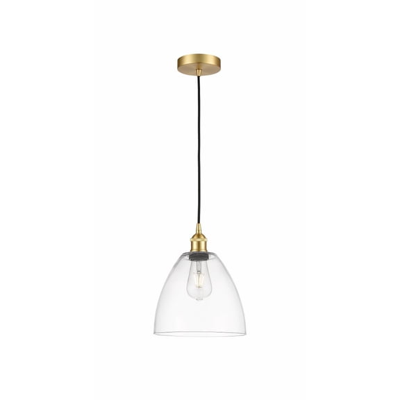 616-1P-SG-GBD-92 Innovations Lighting Edison Dome - 1 Light Cord Hung Mini Pendant In Industrial Style-12.25 Inches Tall and 9 Inches Wide-Satin Gold