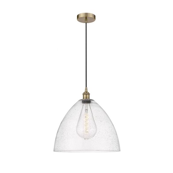 616-1P-AB-GBD-164 Innovations Lighting Edison Dome - 1 Light Cord Hung Pendant In Industrial Style-17.75 Inches Tall and 16 Inches Wide-Antique Brass