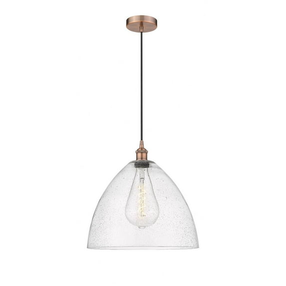 616-1P-AC-GBD-164 Innovations Lighting Edison Dome - 1 Light Cord Hung Pendant In Industrial Style-17.75 Inches Tall and 16 Inches Wide-Antique Copper