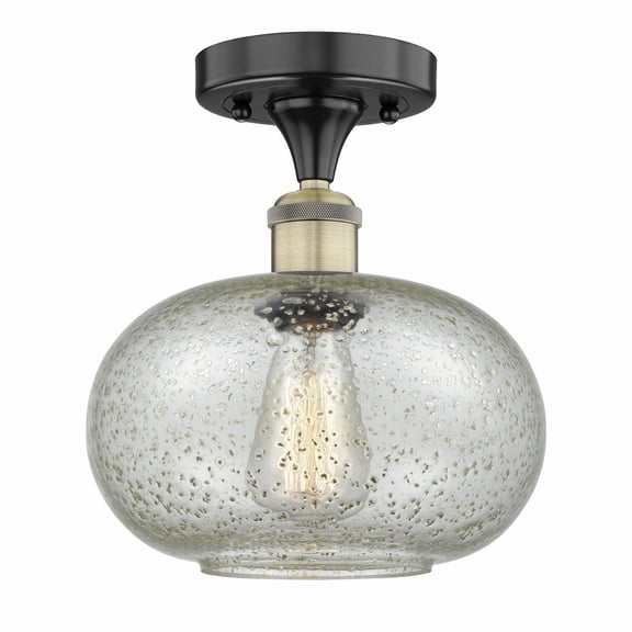 Innovations Lighting  Edison Gorham - 1 Light 10" Semi-Flush Mount Black Antique Brass/Mica