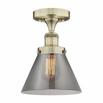 Innovations Lighting  Edison Large Cone - 1 Light 7" Semi-Flush Mount Antique Brass/Plated Smoke