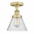 thumbnail image 1 of Innovations Lighting  Edison Large Cone - 1 Light 7" Semi-Flush Mount Brushed Brass/Seedy, 1 of 5