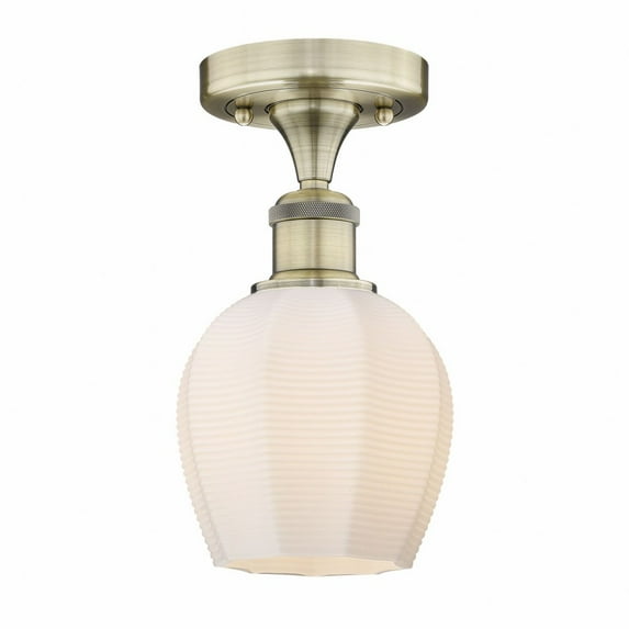 Innovations Lighting Edison Norfolk - 1 Light 6" Semi-Flush Mount Antique Brass/Matte White