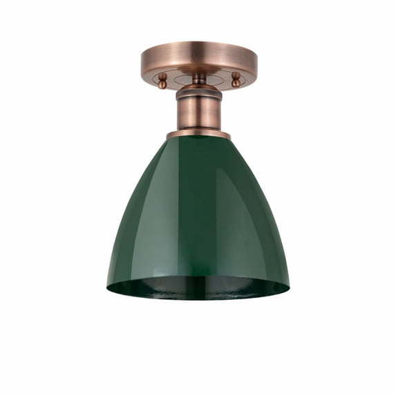 Innovations Lighting Edison Plymouth Dome - 1 Light 8" Semi-Flush Mount Green/Antique Copper