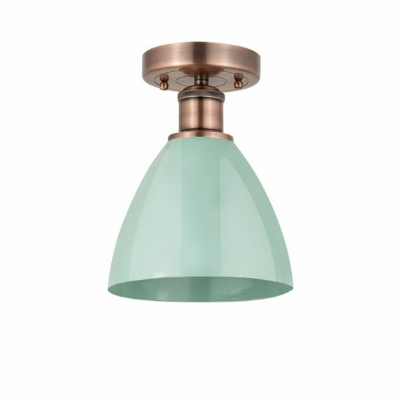 Innovations Lighting Edison Plymouth Dome - 1 Light 8" Semi-Flush Mount Seafoam/Antique Copper