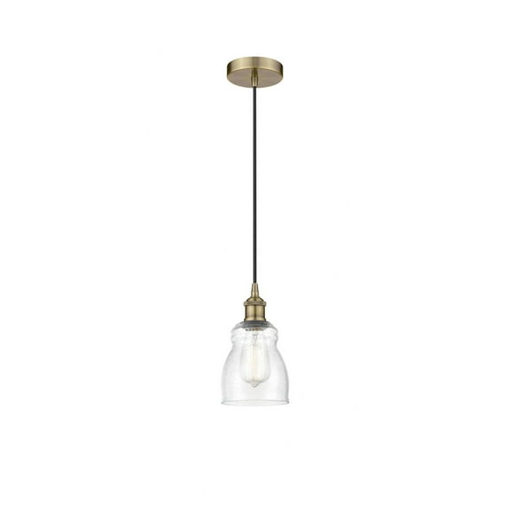 616-1P-AB-G394 Innovations Lighting Ellery - 1 Light Cord Hung Mini Pendant In Nautiical Style-9.75 Inches Tall and 4.5 Inches Wide-Antique Brass