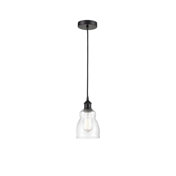 616-1P-BK-G394 Innovations Lighting Ellery - 1 Light Cord Hung Mini Pendant In Nautiical Style-9.75 Inches Tall and 4.5 Inches Wide-Matte Black