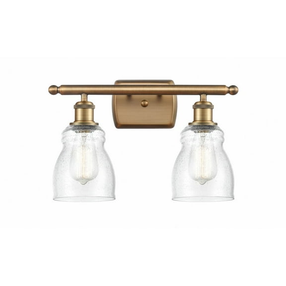 516-2W-BB-G394 Innovations Lighting Ellery - 2 Light Bath Vanity In Nautiical Style-9 Inches Tall and 16 Inches Wide-Brushed Brass Finish-Seedy Glass