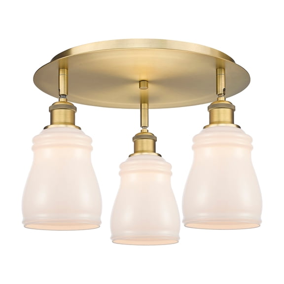 Innovations Lighting  Ellery - 3 Light 17" Flush Mount Brushed Brass/White