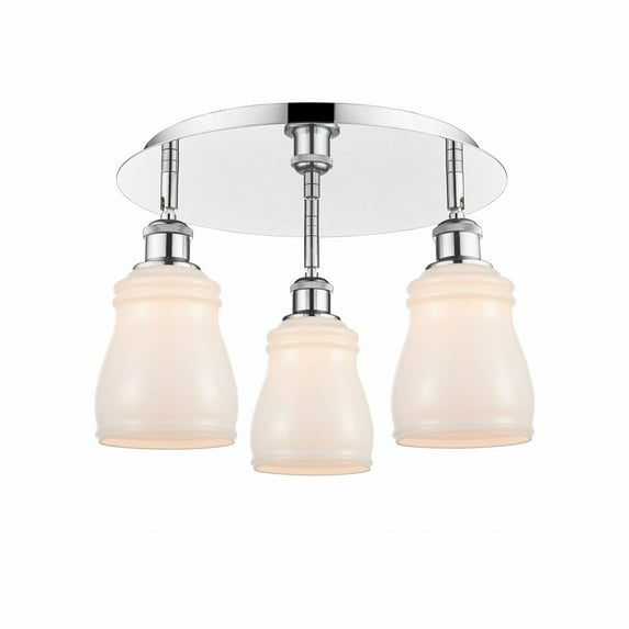 516-3C-PC-G391-Innovations Lighting-Ellery - 3 Light Flush Mount In Nautical Style-9.5 Inches Tall and 16.5 Inches Wide-Polished Chrome Finish-White