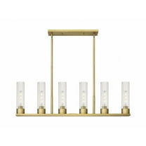Innovations Lighting  Empire - 6 Light 11" Stem Hung Linear Pendant Clear/Brushed Brass