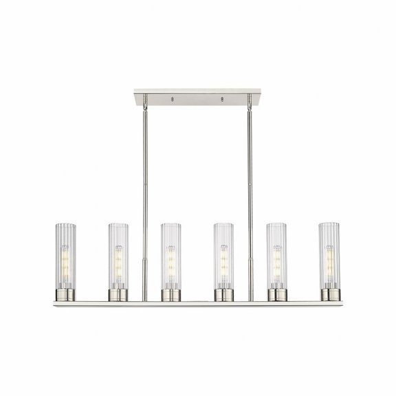 Innovations Lighting Empire - 6 Light 8" Stem Hung Linear Pendant Clear/Polished Nickel