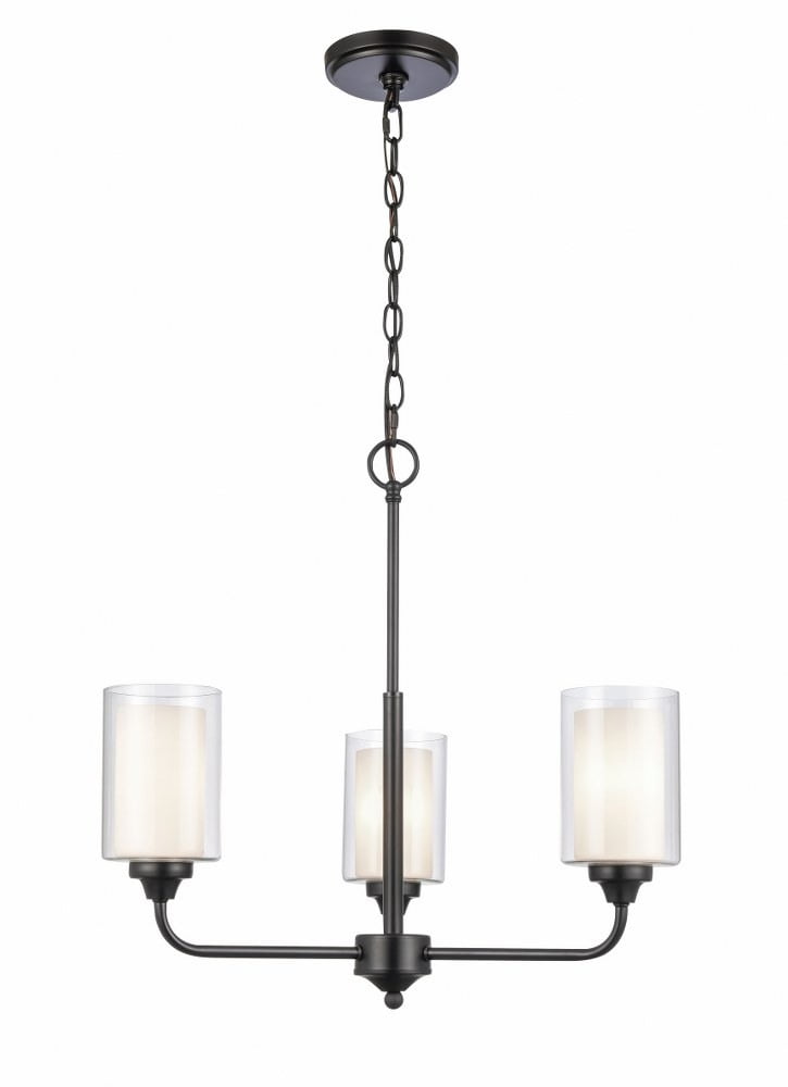 Fairbank Matte Black 21" Vintage Cast Brass 3-Light Pendant