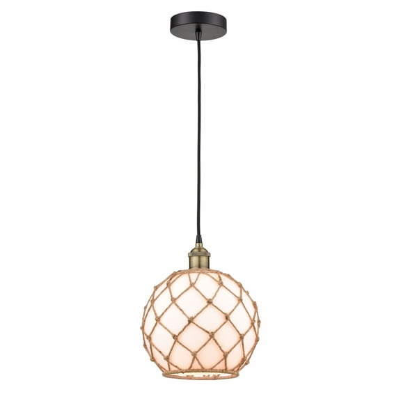 Innovations Lighting  Edison - 1 Light 10" Cord Hung Mini Pendant Black Antique Brass/White, Brown