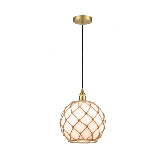 616-1P-SG-G121-10RB Innovations Lighting Farmhouse Rope - 1 Light Mini Pendant In Industrial Style-12.75 Inches Tall and 10 Inches Wide-Satin Gold
