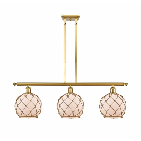 516-3I-SG-G121-8RB Innovations Lighting Farmhouse Rope - 3 Light Island In Industrial Style-11 Inches Tall and 36 Inches Wide-Satin Gold