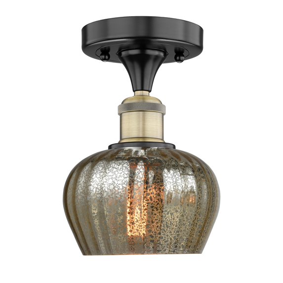 Innovations Lighting Fenton - 1 Light 7" Semi-Flush Mount Mercury/Black Antique Brass
