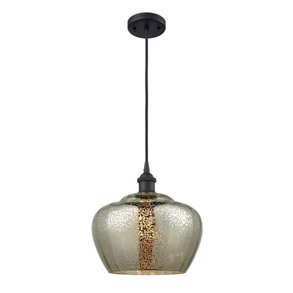 516-1P-BK-G96-L Innovations Lighting Fenton - 1 Light Cord Hung Mini Pendant In Industrial Style-11 Inches Tall and 11 Inches Wide-Matte Black