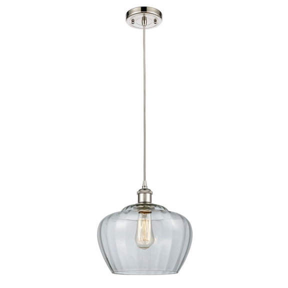 516-1P-PN-G92-L Innovations Lighting Fenton - 1 Light Cord Hung Mini Pendant In Industrial Style-11 Inches Tall and 11 Inches Wide-Polished Nickel