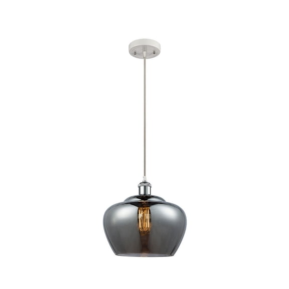 516-1P-WPC-G93-L Innovations Lighting Fenton - 1 Light Cord Hung Mini Pendant In Industrial Style-11 Inches Tall and 11 Inches Wide-White/Polished