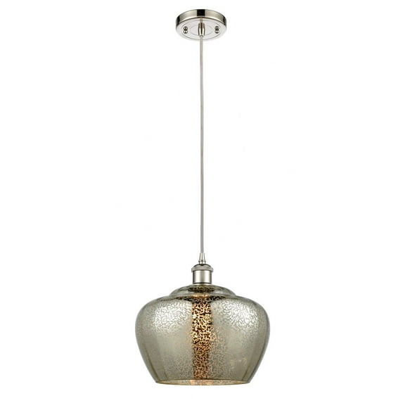 516-1P-PN-G96-L Innovations Lighting Fenton - 1 Light Cord Hung Mini Pendant In Industrial Style-11 Inches Tall and 11 Inches Wide-Polished Nickel