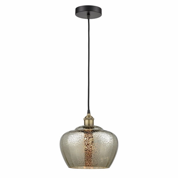 Innovations Lighting  Fenton - 1 Light 11" Cord Hung Mini Pendant Mercury/Black Antique Brass