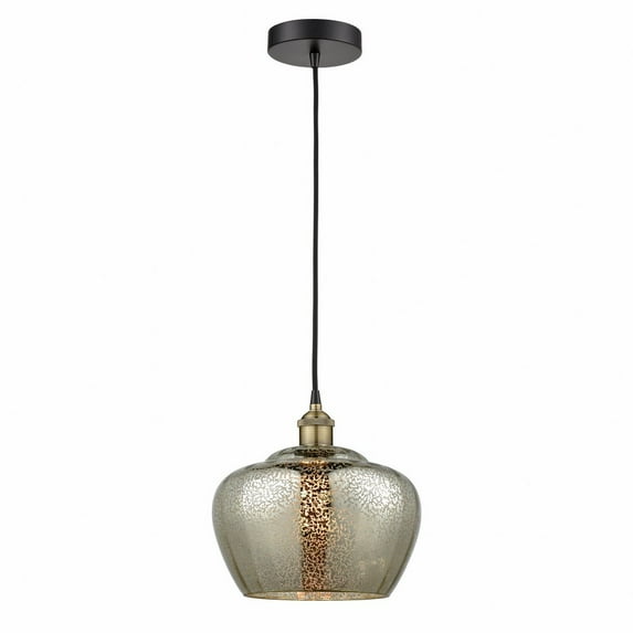 Innovations Lighting Fenton - 1 Light 11" Cord Hung Mini Pendant Mercury/Black Antique Brass