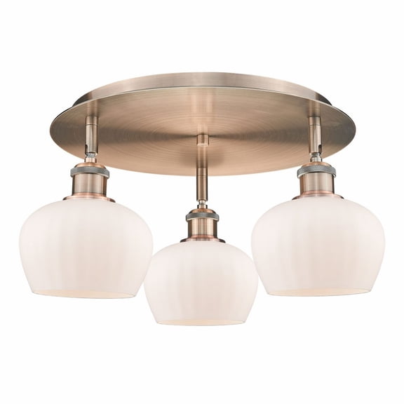 Innovations Lighting  Fenton - 3 Light 18" Flush Mount Antique Copper/Matte White
