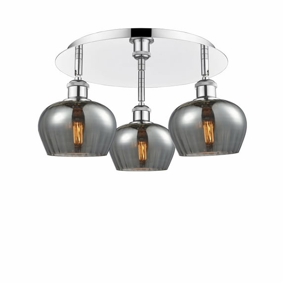 516-3C-PC-G93-Innovations Lighting-Fenton - 3 Light Flush Mount In Art Deco Style-8 Inches Tall and 18.25 Inches Wide-Polished Chrome Finish-Plated