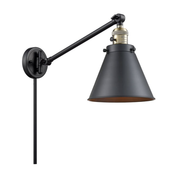 237-BAB-M13-BK Innovations Lighting Franklin Restoration - 1 Light Appalachian Swing Arm Wall Sconce In TraditionalStyle-12 Inches Tall and 8 Inches