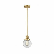 Innovations Lighting  Franklin Restoration Beacon 1 Light 6" Stem Hung Mini Pendant Clear/Satin Gold