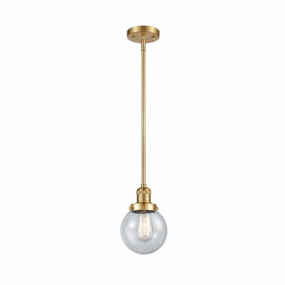 Innovations Lighting  Franklin Restoration Beacon 1 Light 6" Stem Hung Mini Pendant Satin Gold/Seedy